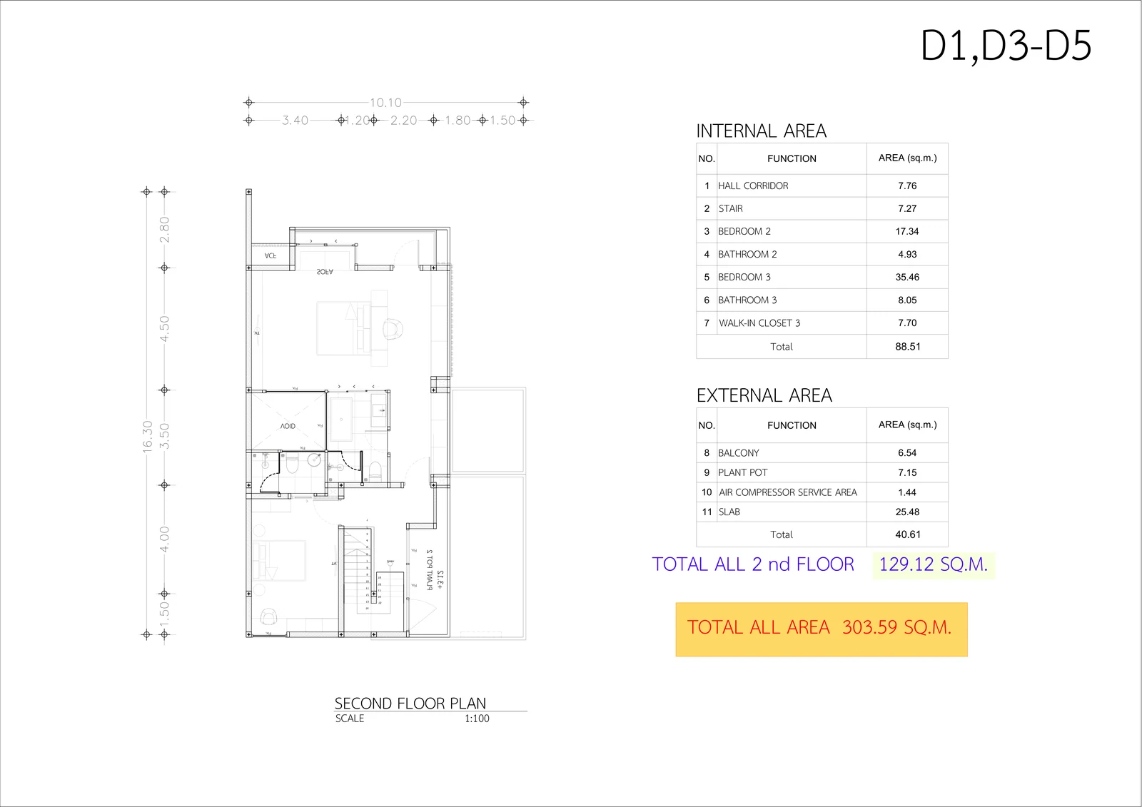 Type D (D1, D3–D5) upper floor, developer drawing (Nov 2024).