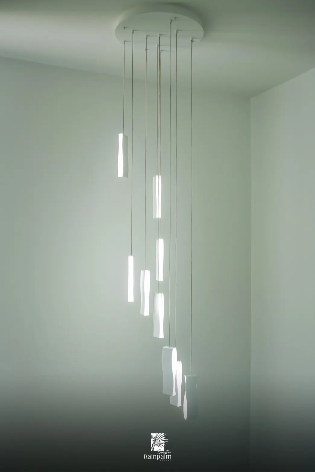 Pendant lights in the stair void