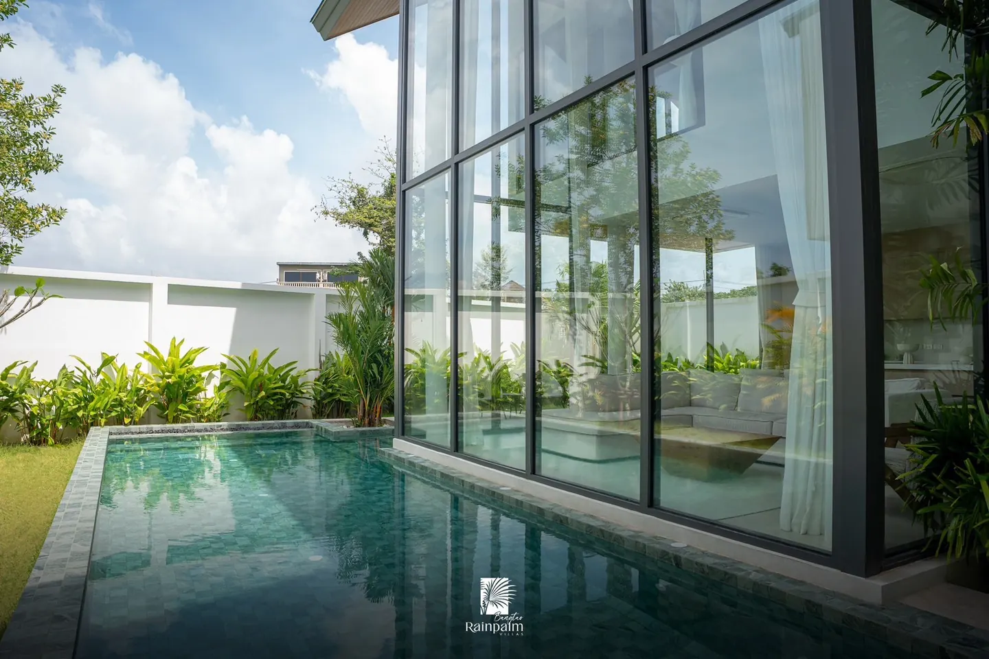 Pool along the glass facade