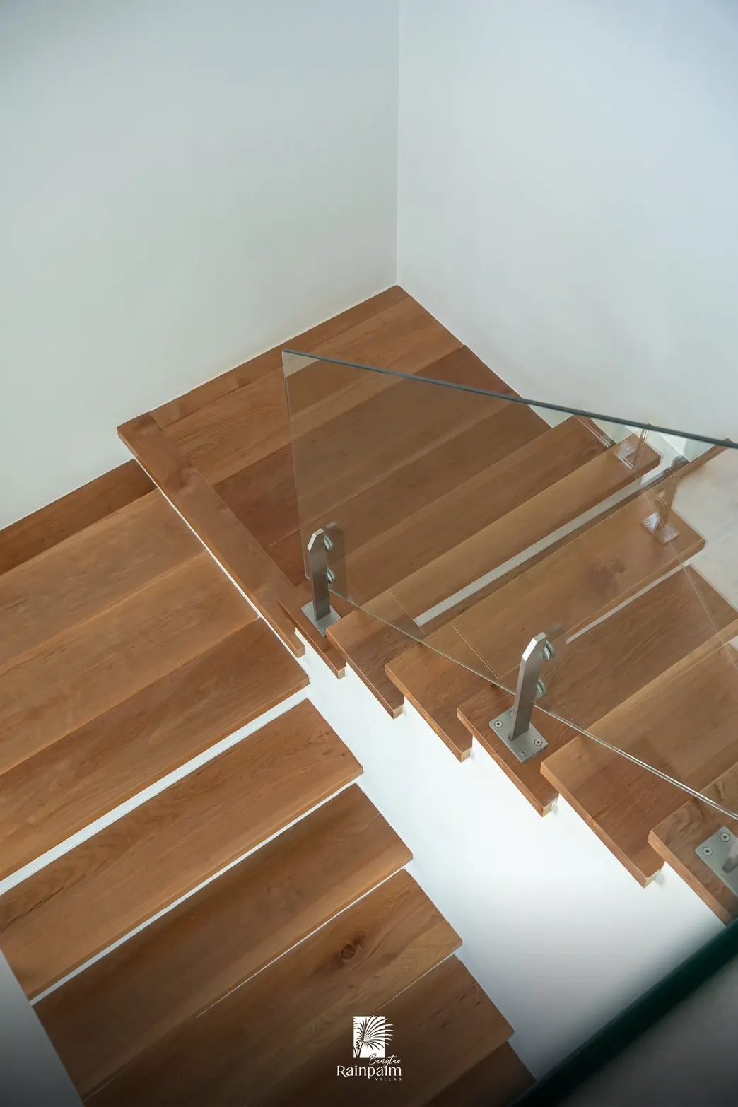 Timber staircase seen from above